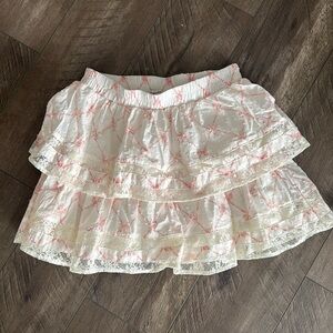 Lace ruffle mini skirt